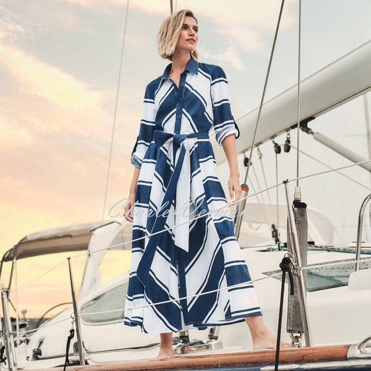 Joseph Ribkoff Cotton Stripe Fit And Flare Shirt Dress - Style 261936