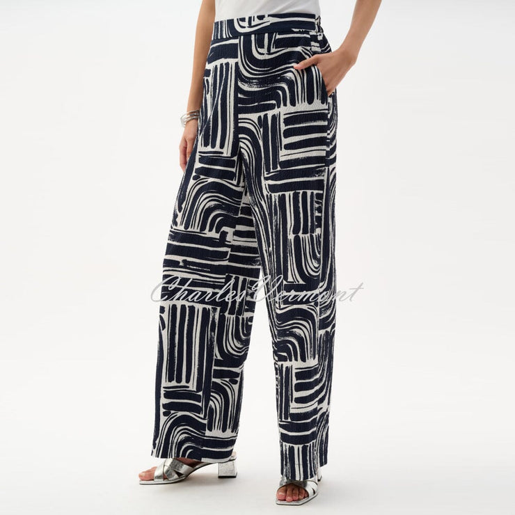 Joseph Ribkoff Seersucker Abstract Print Wide Leg Trouser - Style