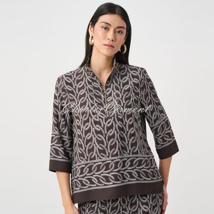 Joseph Ribkoff Chain Print Zip Top - Style 263054 | Charles