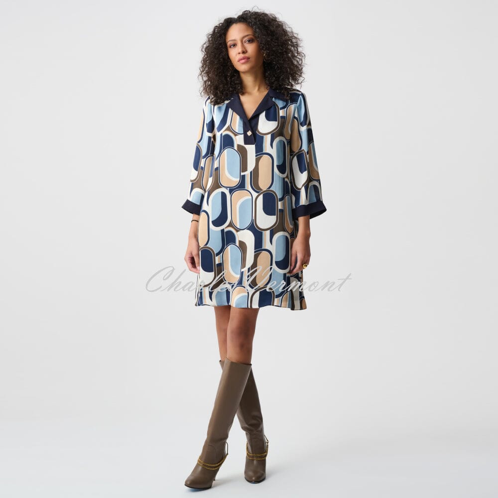 Joseph Ribkoff Satin Geometric Trapeze Dress - Style 263064
