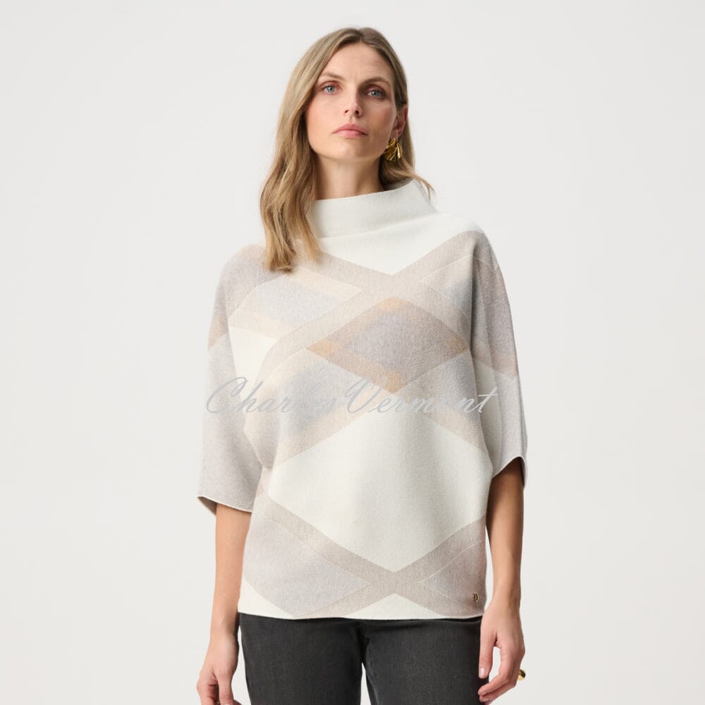 Joseph Ribkoff Plaid Print Funnel-Neck Sweater - Style 263947