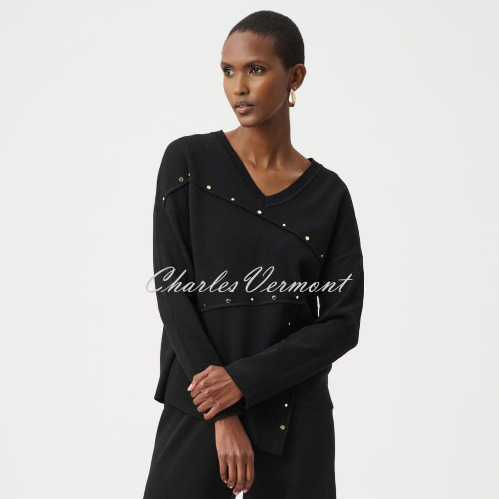 Joseph Ribkoff Asymmetric Sweater With Metal Stud Detail - Style
