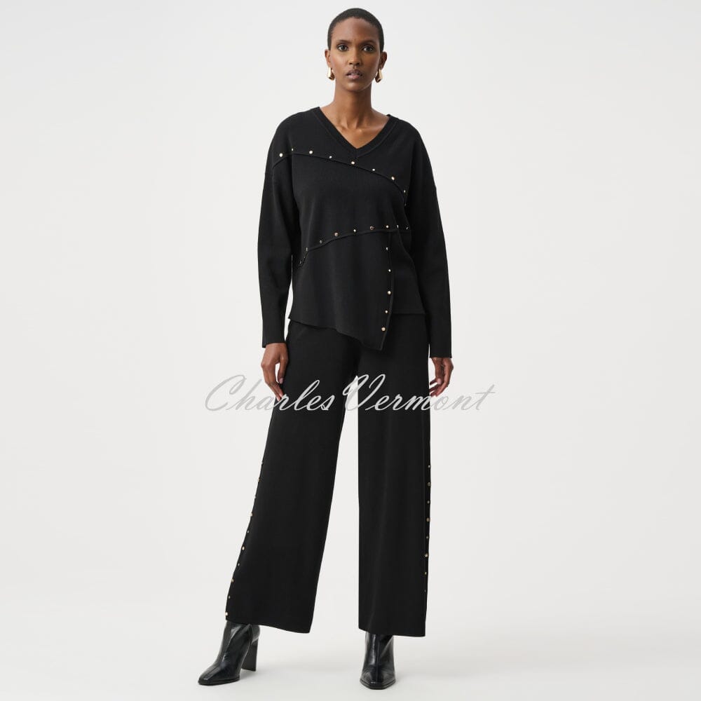 Joseph Ribkoff Asymmetric Sweater With Metal Stud Detail - Style