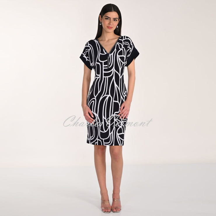 Frank Lyman Dress With Diamanté Zip Neckline - Style 266116