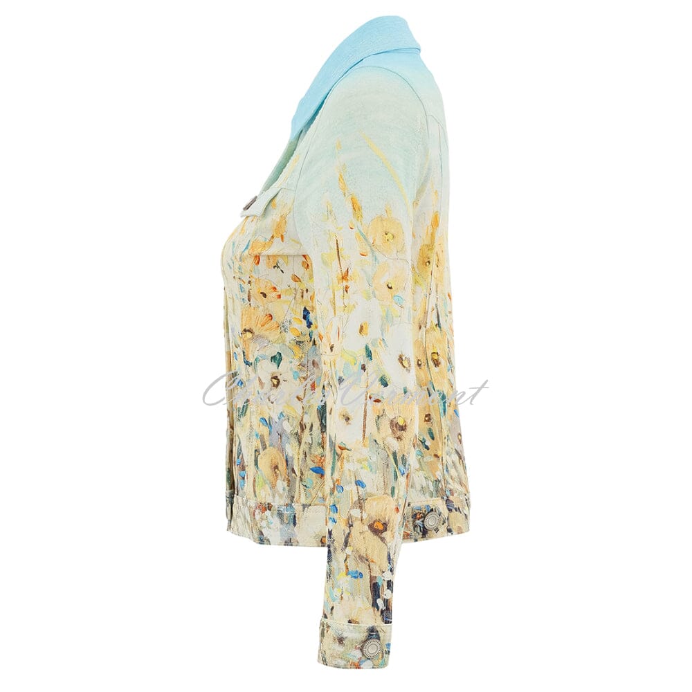 Dolcezza 'Shoreline Flowers' Jacket with Clear Rhinestone Detail