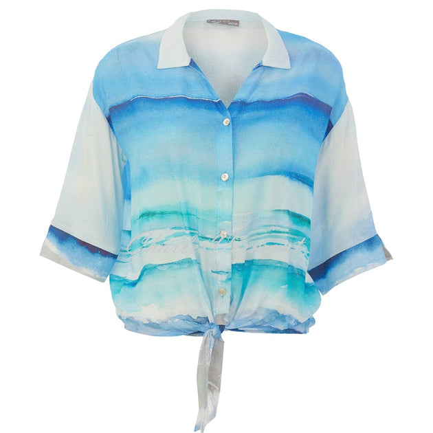 Dolcezza 'Seascape' Beach Blouse With Tied Knot Hem - Style 26813 ...