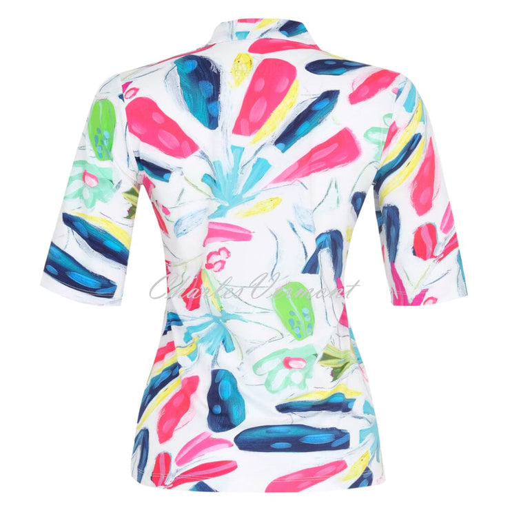 Dolcezza 'Tropical Trace II' 'Golf' Short Sleeve Zip Top - Style 34471