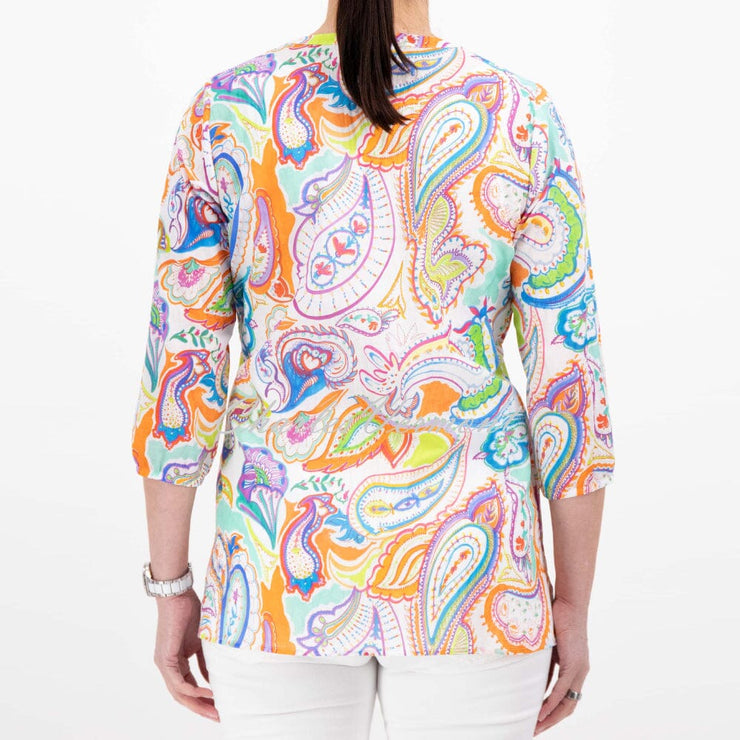 Just White Paisley Print Blouse - Style J4242