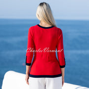 Marble Striped Sweater- Style 6501-103 (Navy / Red / White)
