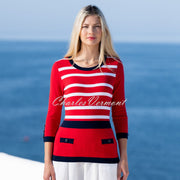 Marble Striped Sweater- Style 6501-103 (Navy / Red / White)