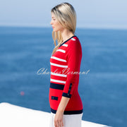 Marble Striped Sweater- Style 6501-103 (Navy / Red / White)