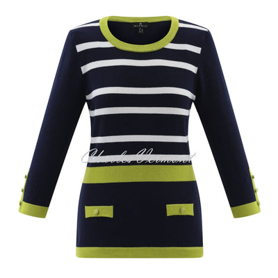 Marble Striped Sweater - Style 6501-103 (Navy / Lime / White)