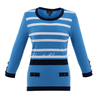 Marble Striped Sweater - Style 6501-213 (Powder Blue / Navy / White)