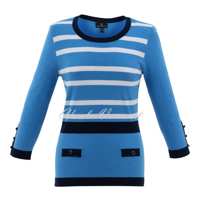 Marble Striped Sweater - Style 6501-213 (Powder Blue / Navy / White)