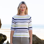 Marble Striped Knit Sweater - Style 6558-216 (Light Apple / Khaki / Multi)