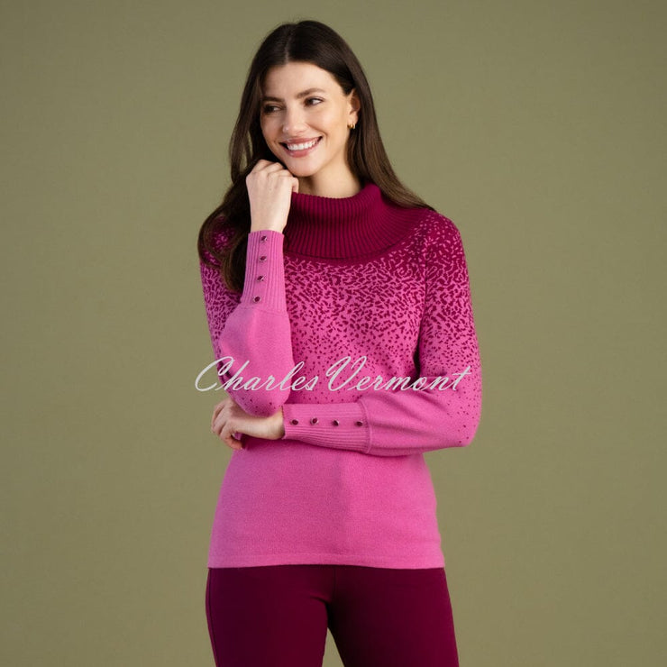 Marble Gradient Print Sweater - Style 6725-206 (Dark Pink / Berry)