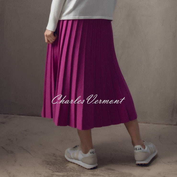 Marble Pleated Knit Skirt - Style 7176-222 (Magenta)