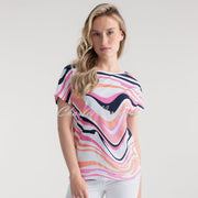 Marble Wave Print Top - Style 6941-194 (Pink / Multi)