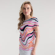 Marble Wave Print Top - Style 6941-194 (Pink / Multi)