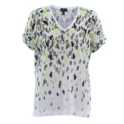 Marble Scatter Print V-Neck Top - Style 6947-123 (Khaki / Multi)