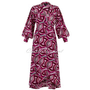 Marble Wrap Dress - Style 7086-205 (Berry / Multi)