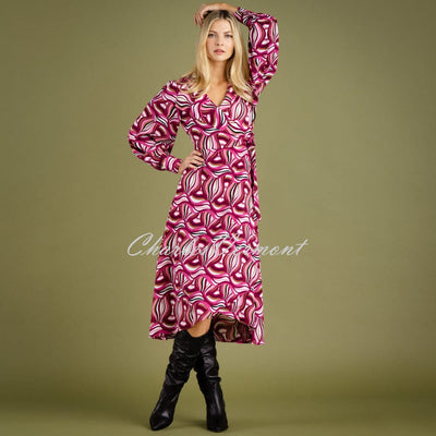 Marble Wrap Dress - Style 7086-205 (Berry / Multi)