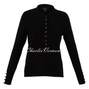 Marble Polo Style Sweater Top - Style 7105-101 (Black)