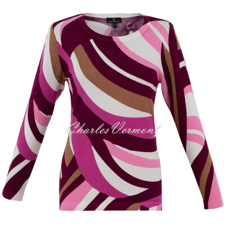 Marble Swirl Print Sweater Top - Style 7114-205 (Berry / Dark Pink / Multi)