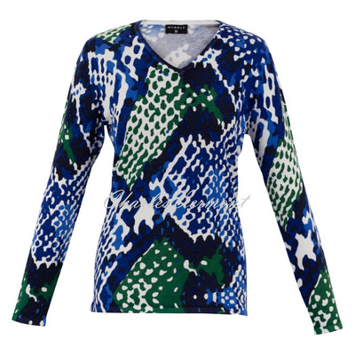 Marble Abstract Print Sweater Top - Style 7116-212 (Green / Navy / Blue / Multi)