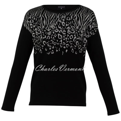 Marble Animal Print Sweater - Style 7117-101 (Black / Silver)