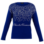 Marble Animal Print Sweater - Style 7117-210 (Royal Blue / Silver)