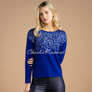 Marble Animal Print Sweater - Style 7117-210 (Royal Blue / Silver)
