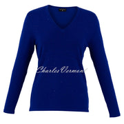 Marble V-neck Diamante Sweater - Style 7119-210 (Royal Blue)
