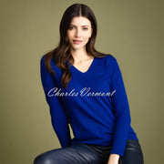 Marble V-neck Diamante Sweater - Style 7119-210 (Royal Blue)