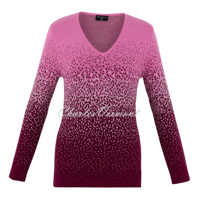 Marble V-neck Sweater - Style 7122-207 (Light Pink / Berry / Multi)