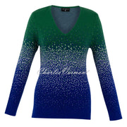 Marble V-neck Sweater - Style 7122-212 (Green / Royal Blue / White)