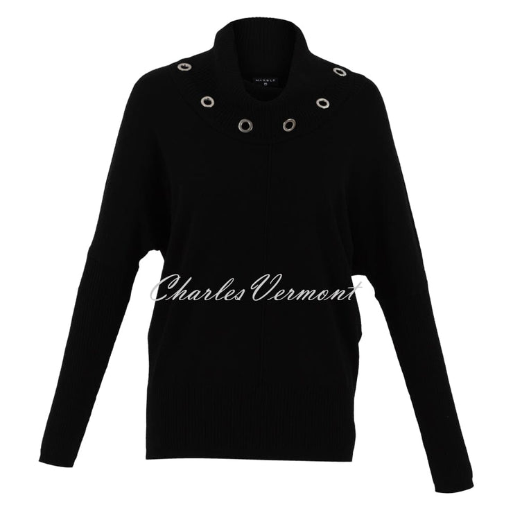Marble Sweater With Eyelet Detail - Style 7125-101 (Black)