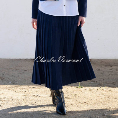 Marble Pleated Knit Skirt - Style 7176-103 (Navy)