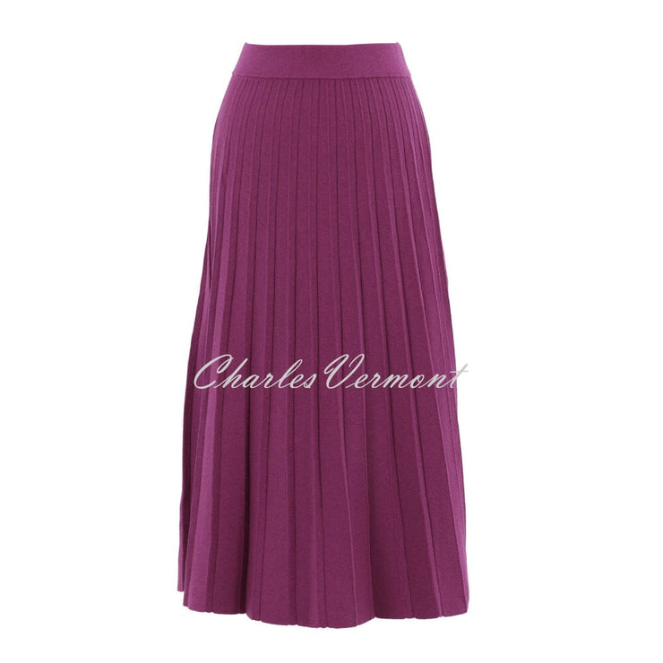 Marble Pleated Knit Skirt - Style 7176-222 (Magenta)
