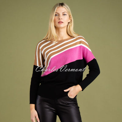 Marble Sweater - Style 7183-206 (Dark Pink / Black / Tobacco / Ivory)