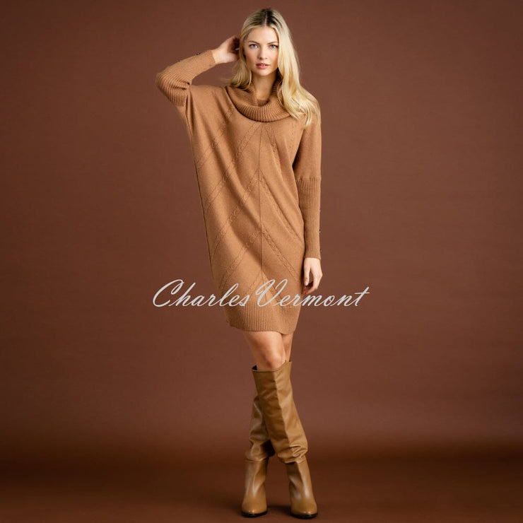 Marble Dress With Cable Knit Detail - Style 7184-208 (Tobacco)