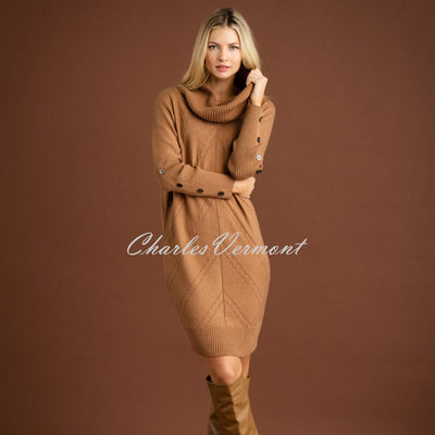 Marble Dress With Cable Knit Detail - Style 7184-208 (Tobacco)