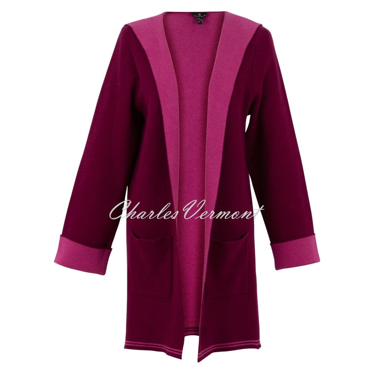 Marble Hooded Cardigan - Style 7196-205 (Berry / Dark Pink)