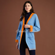 Marble Hooded Cardigan - Style 7196-213 (Powder Blue / Orange)