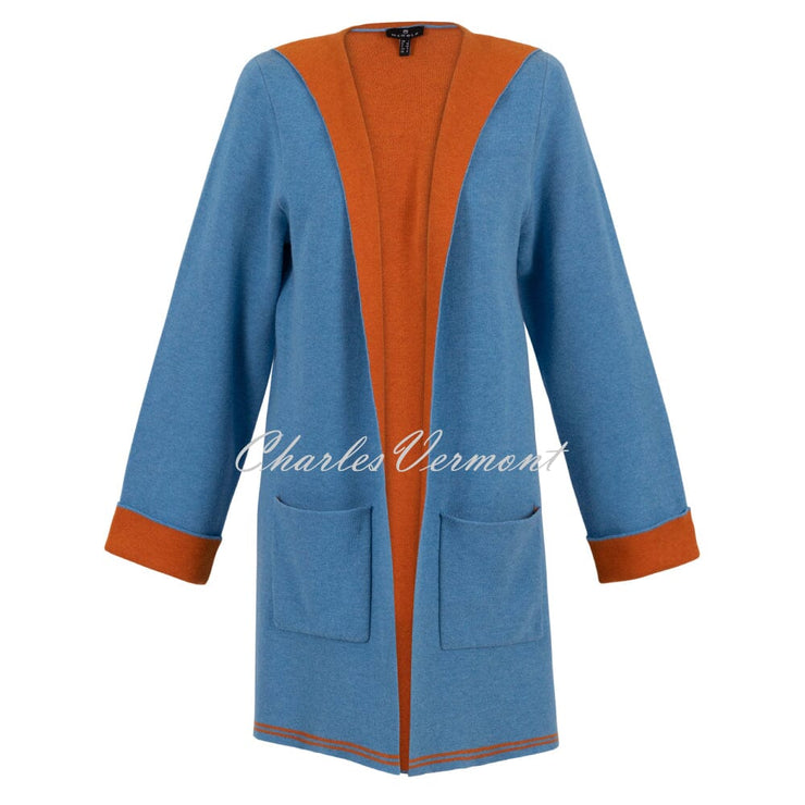 Marble Hooded Cardigan - Style 7196-213 (Powder Blue / Orange)