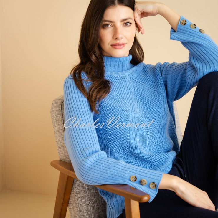 Marble Patterned Knit Sweater - Style 7201-213 (Powder Blue)