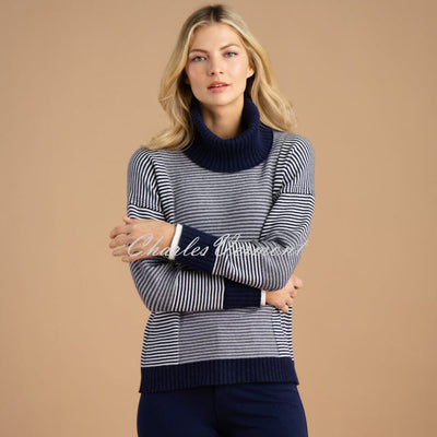 Marble Striped Sweater - Style 7202-103 (Navy / White)