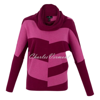Marble Cowl Neck Sweater - Style 7204-205 (Berry / Dark Pink)