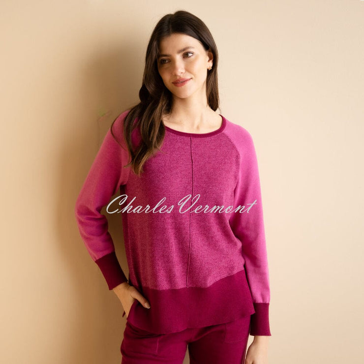 Marble Sweater With Detachable Scarf - Style 7211-205 (Berry)