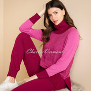 Marble Sweater With Detachable Scarf - Style 7211-205 (Berry)